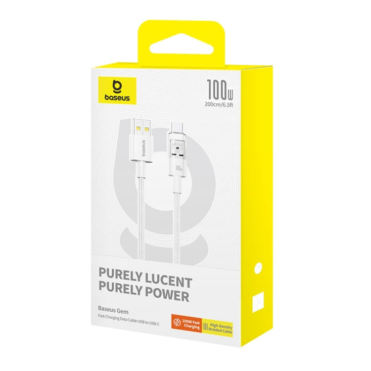 USB-A - USB-C Baseus Gem adat- és töltőkábel, 100W, 2m, fehér P10373002211-01