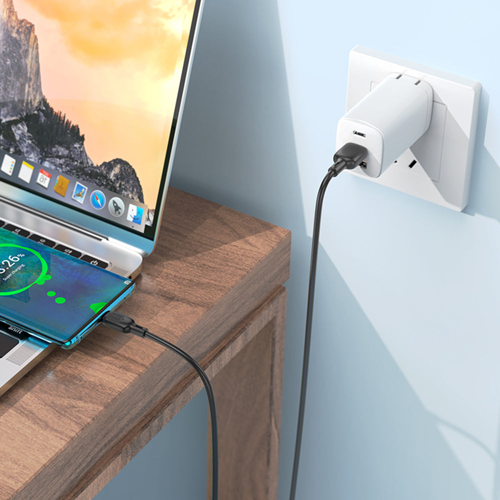 USB-A - USB-C Borofone BX113 Lenny adat- és töltőkábel, 18W, 2m, Fekete