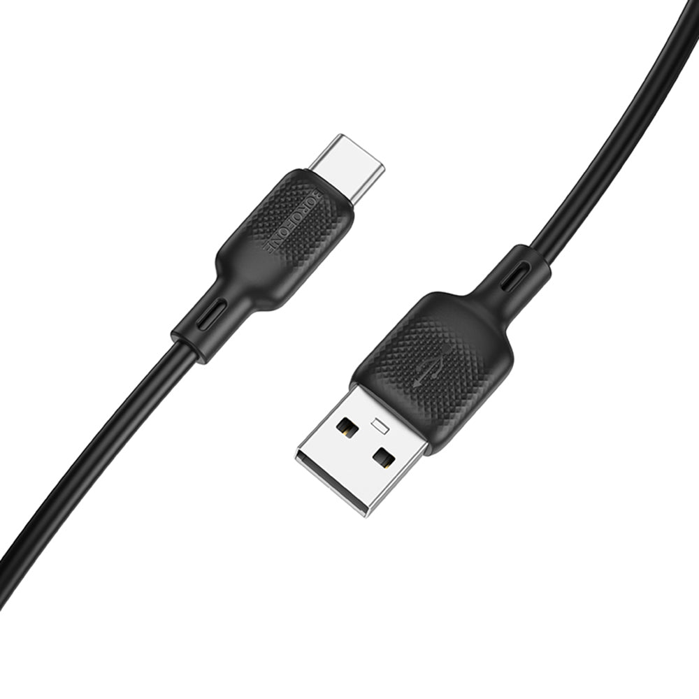 USB-A - USB-C Borofone BX113 Lenny adat- és töltőkábel, 18W, 2m, Fekete