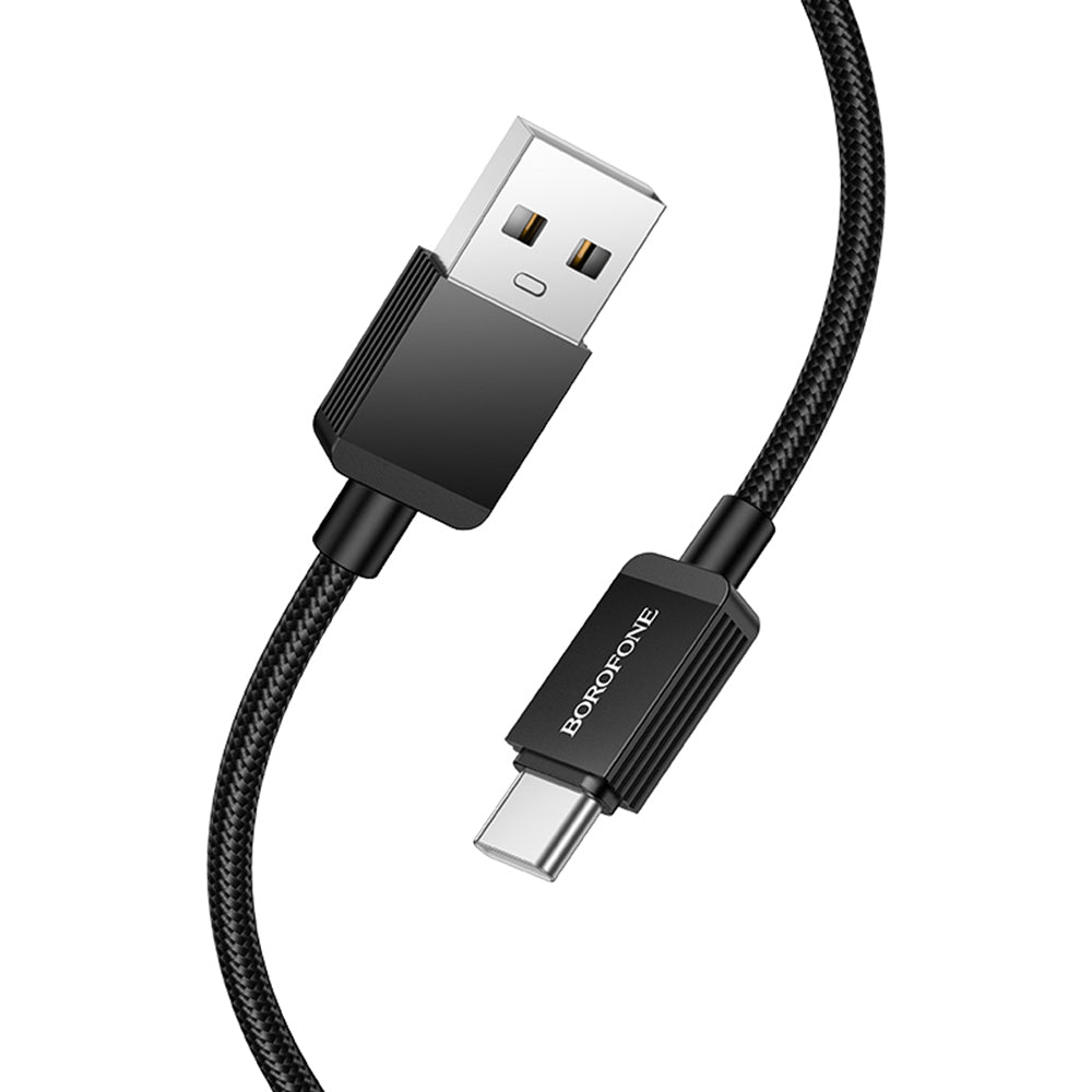USB-A - USB-C Borofone BX120 Placer adat- és töltőkábel, 18W, 1m, Fekete