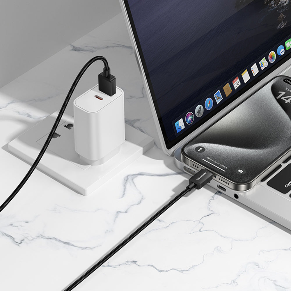USB-A - USB-C Borofone BX120 Placer adat- és töltőkábel, 18W, 1m, Fekete