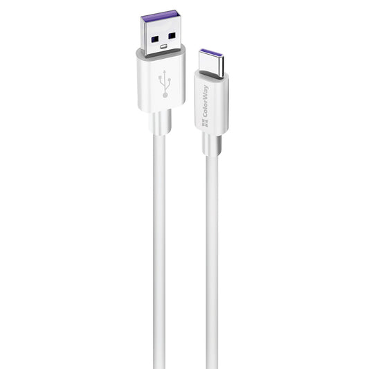 USB-A - USB-C adat- és töltőkábel ColorWay CW-CBUC019, 18W, 1m, Fehér