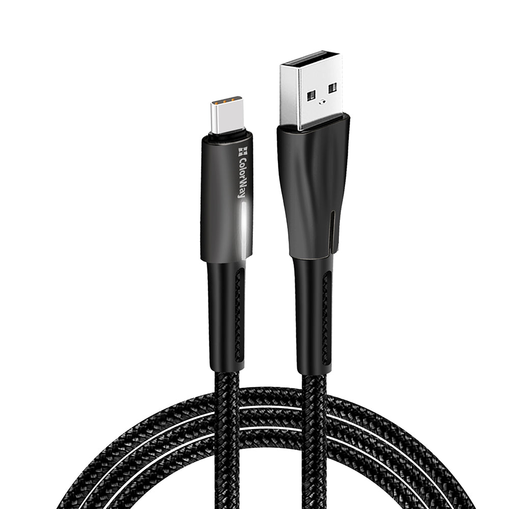 USB-A - USB-C adat- és töltőkábel ColorWay CW-CBUC035, 18W, 1m, Fekete
