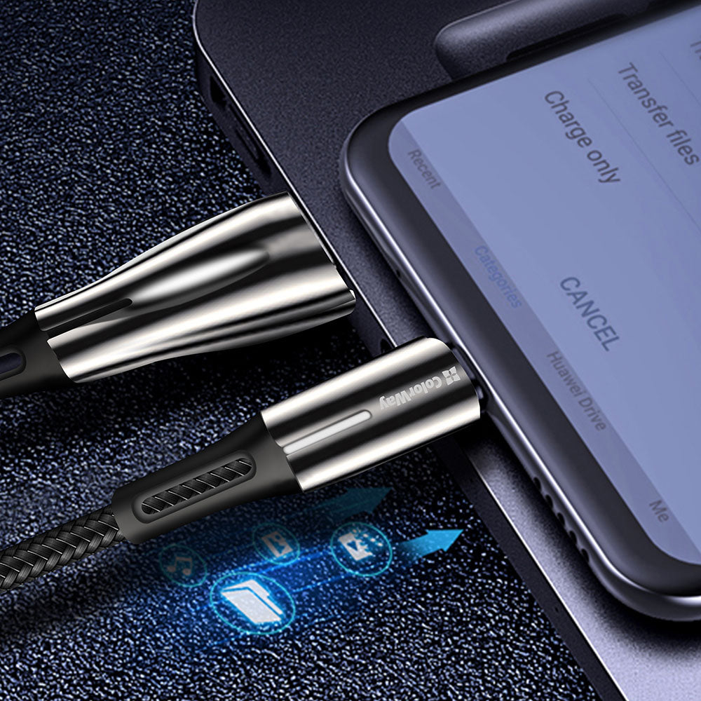 USB-A - USB-C adat- és töltőkábel ColorWay CW-CBUC035, 18W, 1m, Fekete