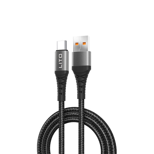 USB-A - USB-C Lito LD22T adat- és töltőkábel, 18W, 2m, Fekete