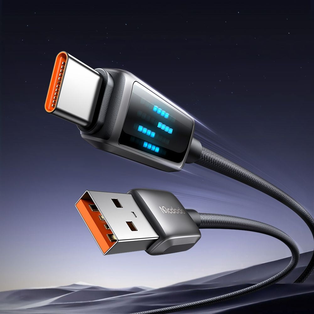 USB-A - USB-C McDodo CA-2350 Display adat- és töltőkábel, 100W, 1.2m, Fekete