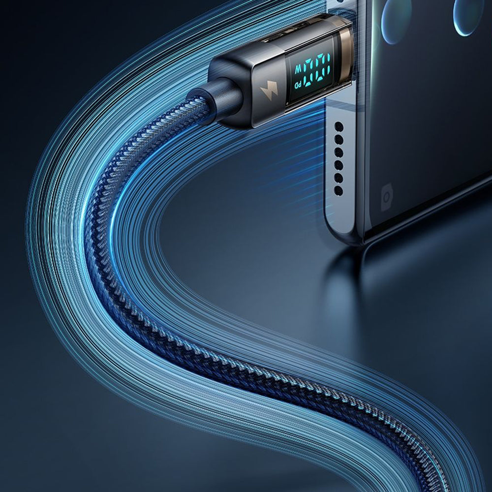 USB-A - USB-C McDodo CA-3630 Adat- és Töltőkábel Auto Power Off Kijelzővel, 66W, 1.2m, Fekete