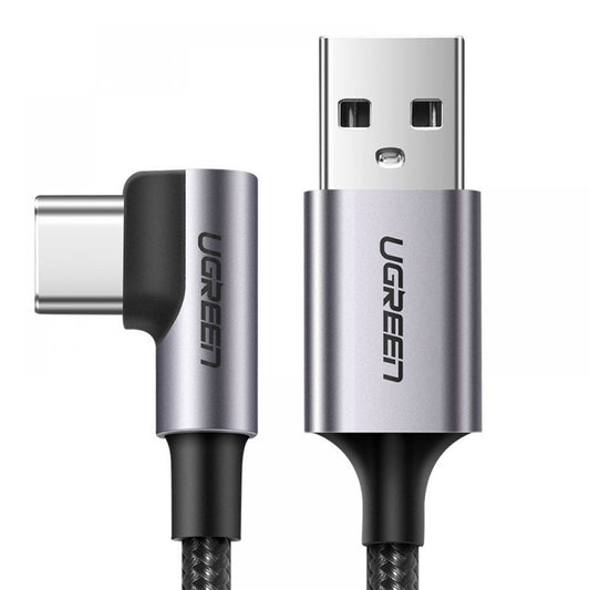 UGREEN US284 Angled USB-A to USB-C Data and Charging Cable, 18W, 0.5m, Gray