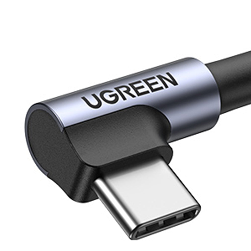 USB-A - USB-C UGREEN US284 Angled adat- és töltőkábel, 18W, 0,5m, szürke