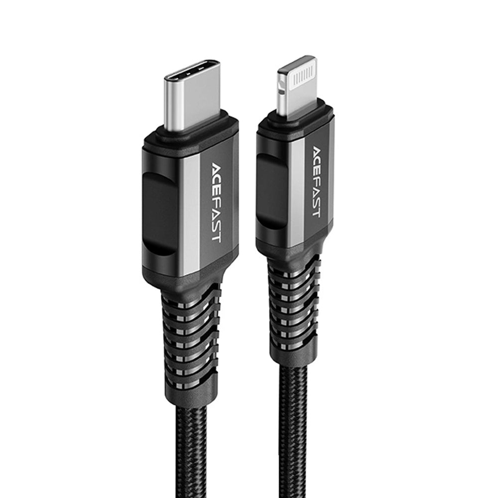 USB-C - Lightning Acefast C1-01 adat- és töltőkábel, 30W, 1.2m, Fekete