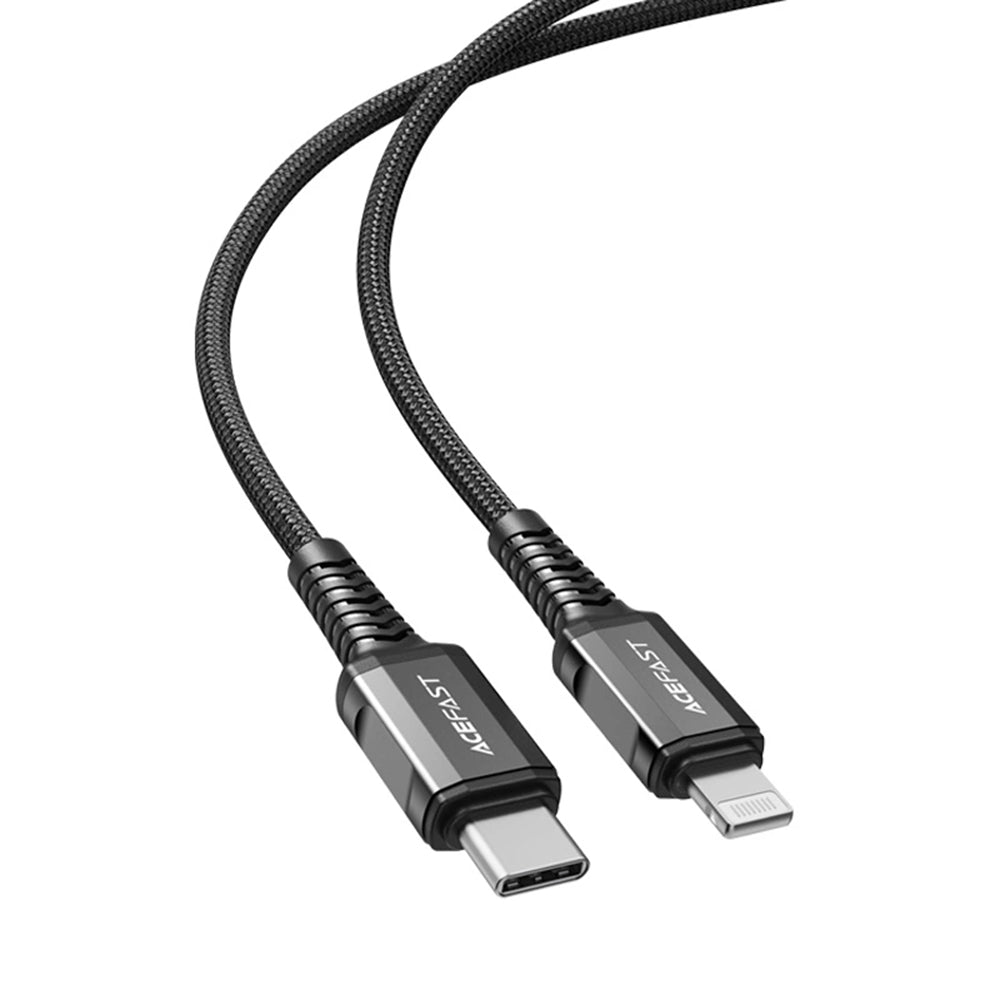 USB-C - Lightning Acefast C1-01 adat- és töltőkábel, 30W, 1.2m, Fekete