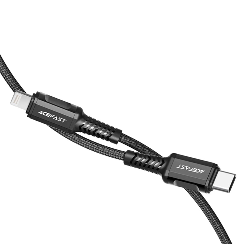 USB-C - Lightning Acefast C1-01 adat- és töltőkábel, 30W, 1.2m, Fekete