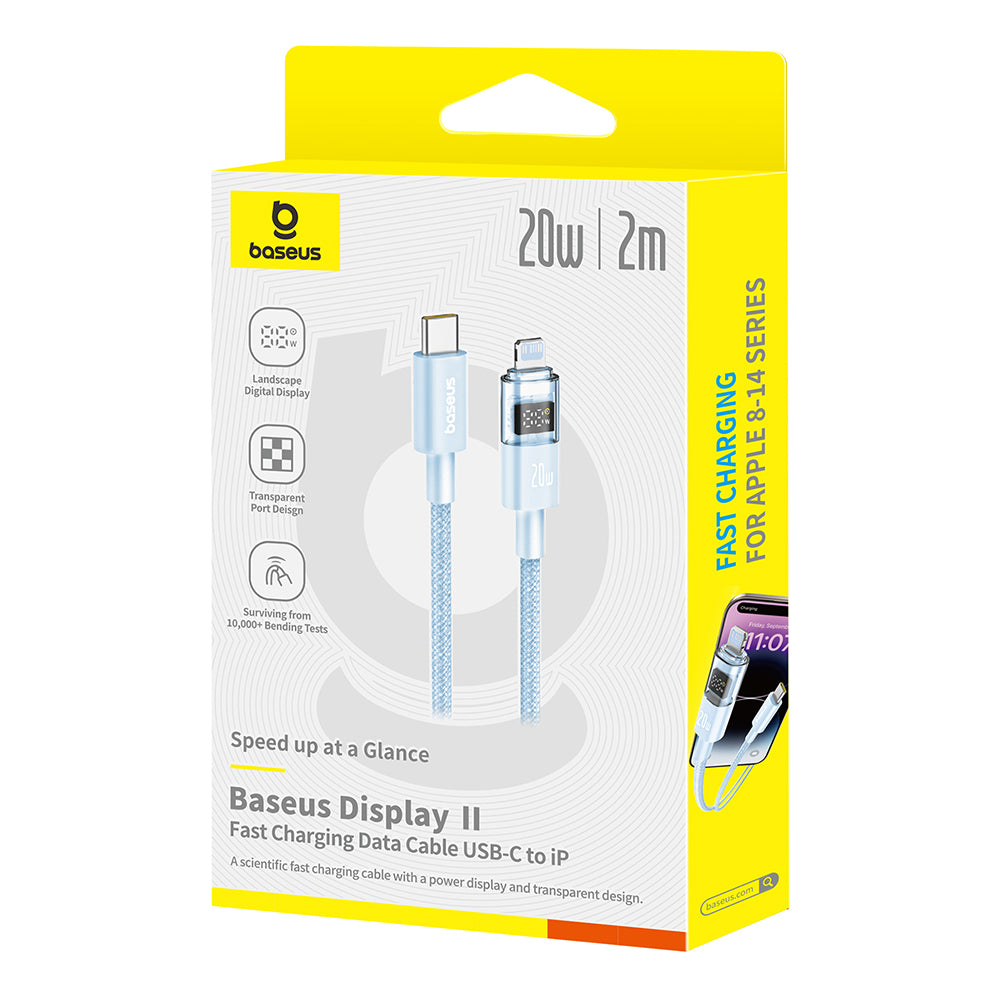 USB-C - Lightning Baseus Display 2 adat- és töltőkábel, 20W, 2m, kék P10382703311-01