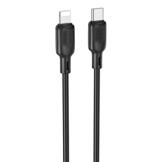 USB-C - Lightning Borofone BX113 Lenny adat- és töltőkábel, 27W, 2m, Fekete