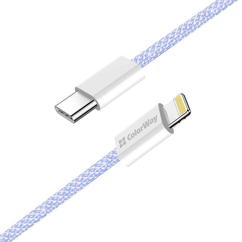 USB-C - Lightning adat- és töltőkábel ColorWay CW-CBPDCL061, 27W, 1m, Lila