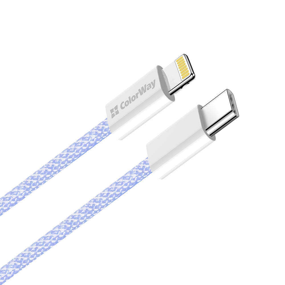 USB-C - Lightning adat- és töltőkábel ColorWay CW-CBPDCL061, 27W, 1m, Lila