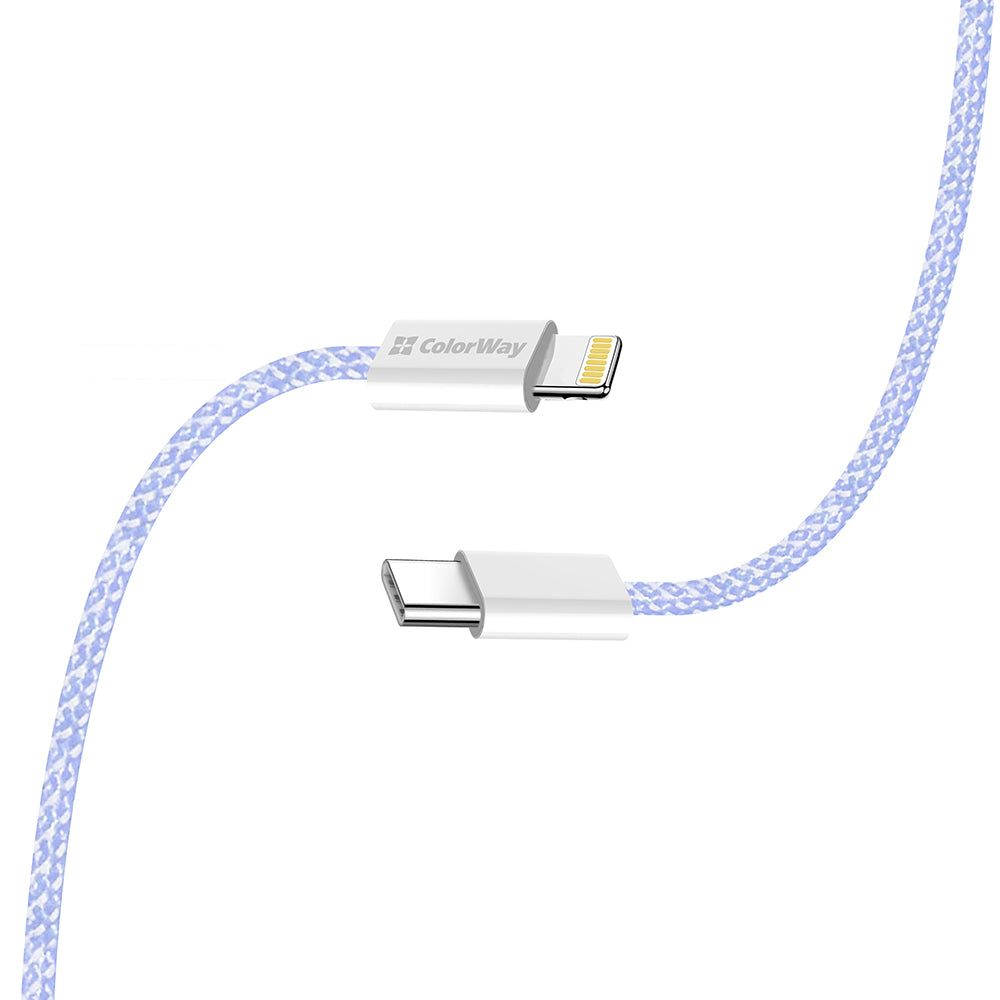 USB-C - Lightning adat- és töltőkábel ColorWay CW-CBPDCL061, 27W, 1m, Lila