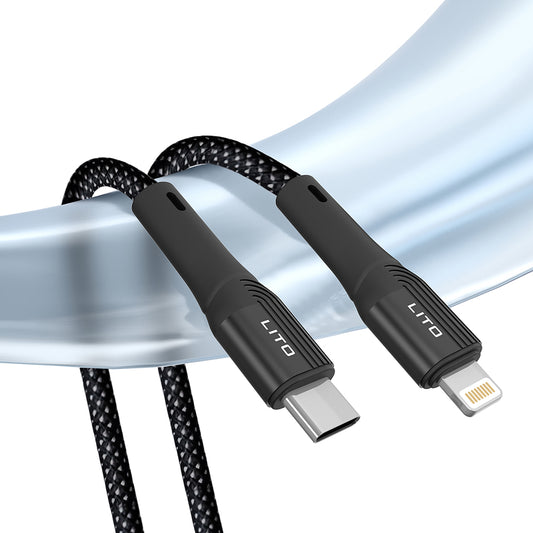USB-C - Lightning Lito LD14CL adat- és töltőkábel, 30W, 1m, Fekete