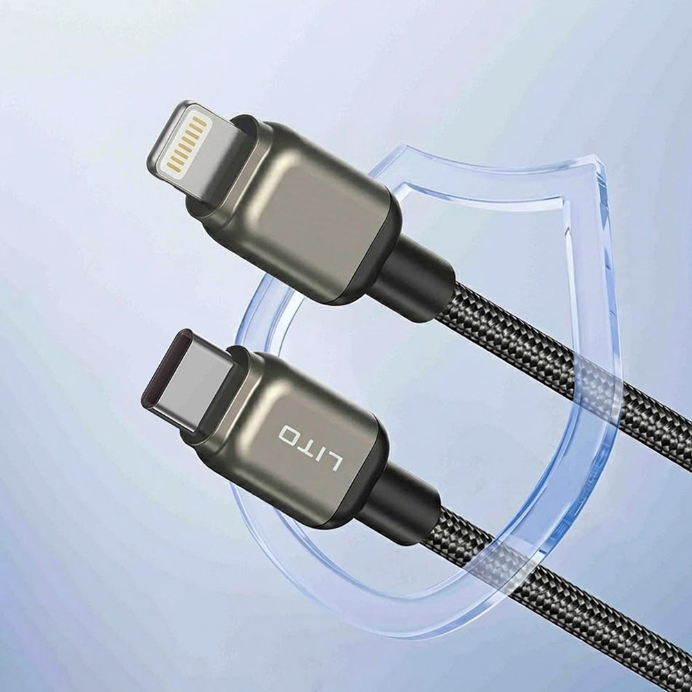 USB-C - Lightning Lito LD17 adat- és töltőkábel, 20W, 1m, Fekete