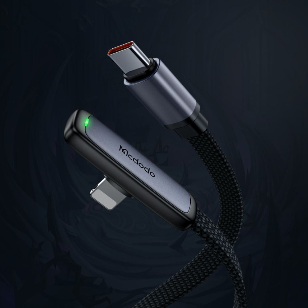 USB-C - Lightning McDodo CA-3350 Angled adat- és töltőkábel, 36W, 1.2m, Fekete