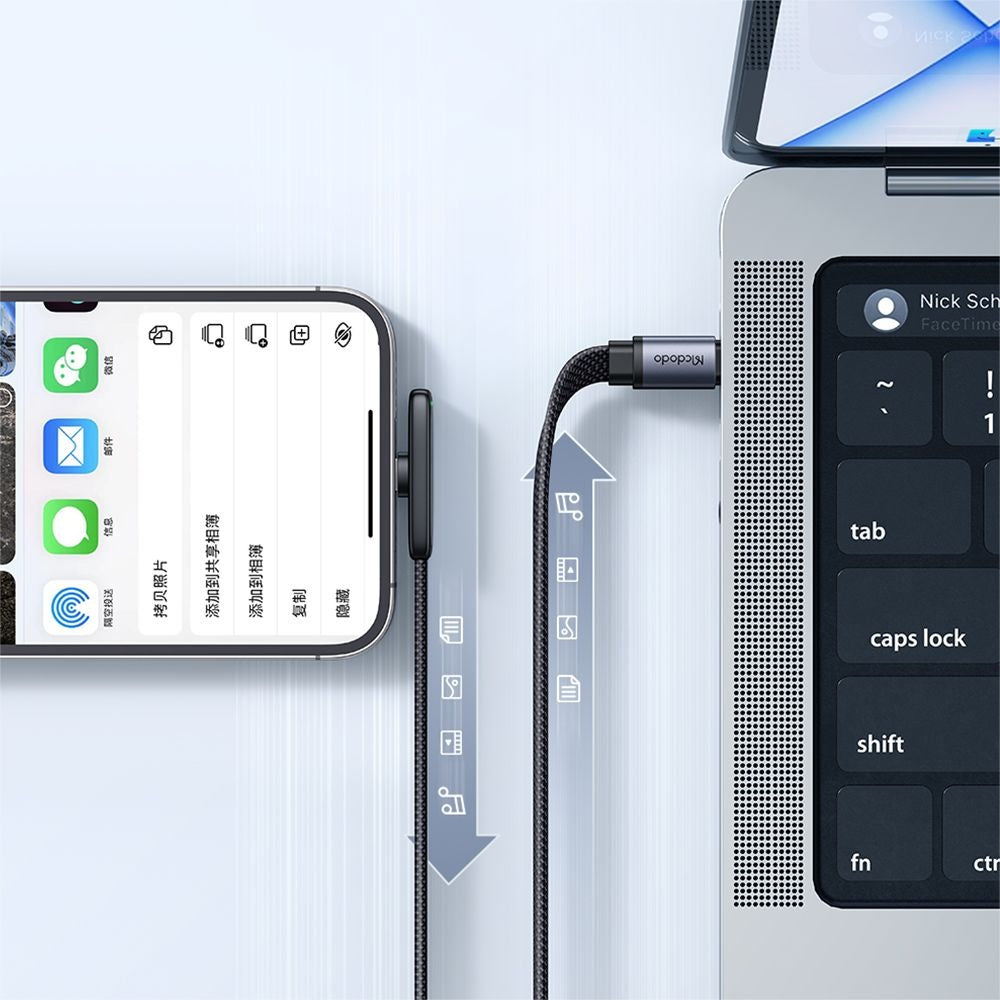USB-C - Lightning McDodo CA-3350 Angled adat- és töltőkábel, 36W, 1.2m, Fekete