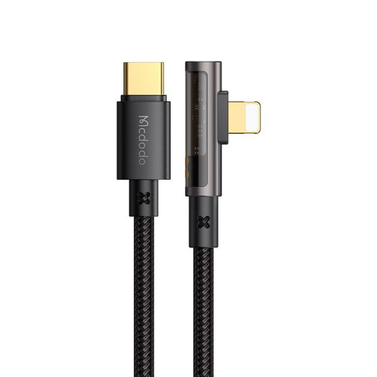 USB-C - Lightning McDodo CA-3390 Angled adat- és töltőkábel, 36W, 1.2m, Fekete