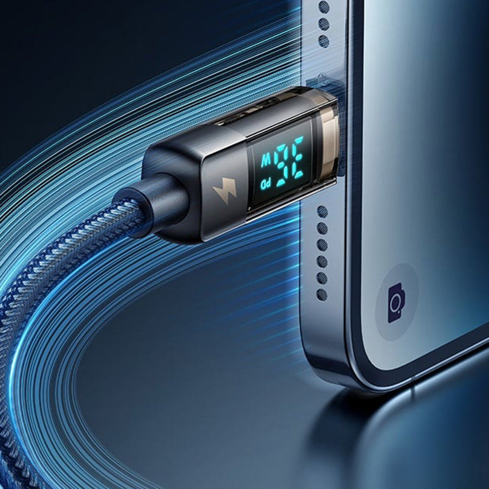 USB-C - Lightning McDodo CA-3600 adat- és töltőkábel, automatikus kikapcsolásos kijelző, 36W, 1.2m, fekete