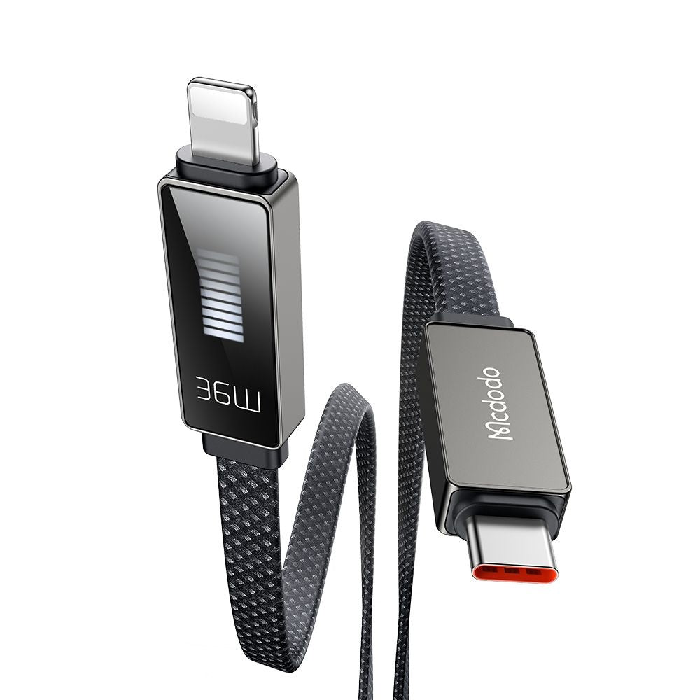 USB-C - Lightning McDodo CA-4960 Rythm Display adat- és töltőkábel, 36W, 1.2m, Fekete