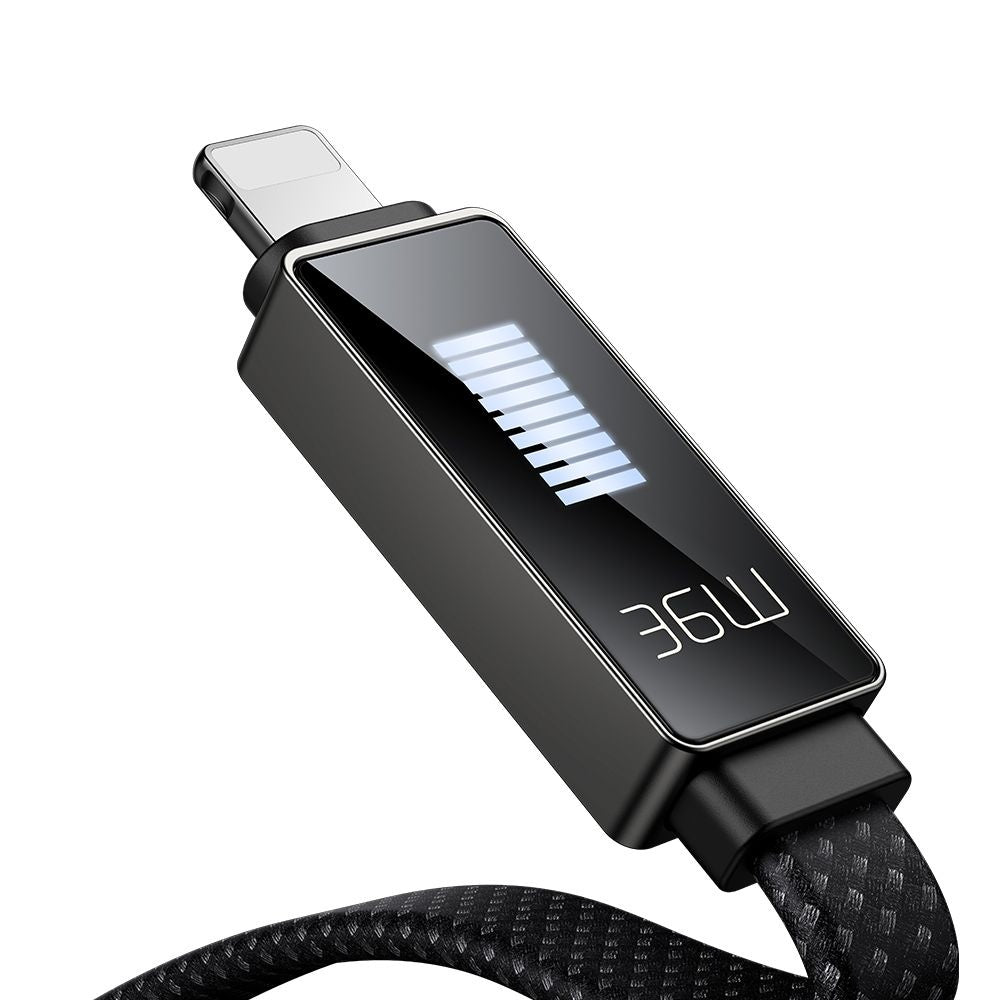 USB-C - Lightning McDodo CA-4960 Rythm Display adat- és töltőkábel, 36W, 1.2m, Fekete