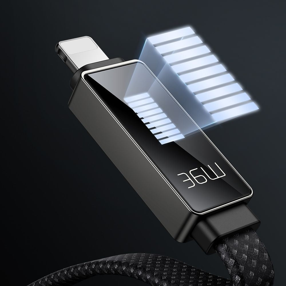 USB-C - Lightning McDodo CA-4960 Rythm Display adat- és töltőkábel, 36W, 1.2m, Fekete