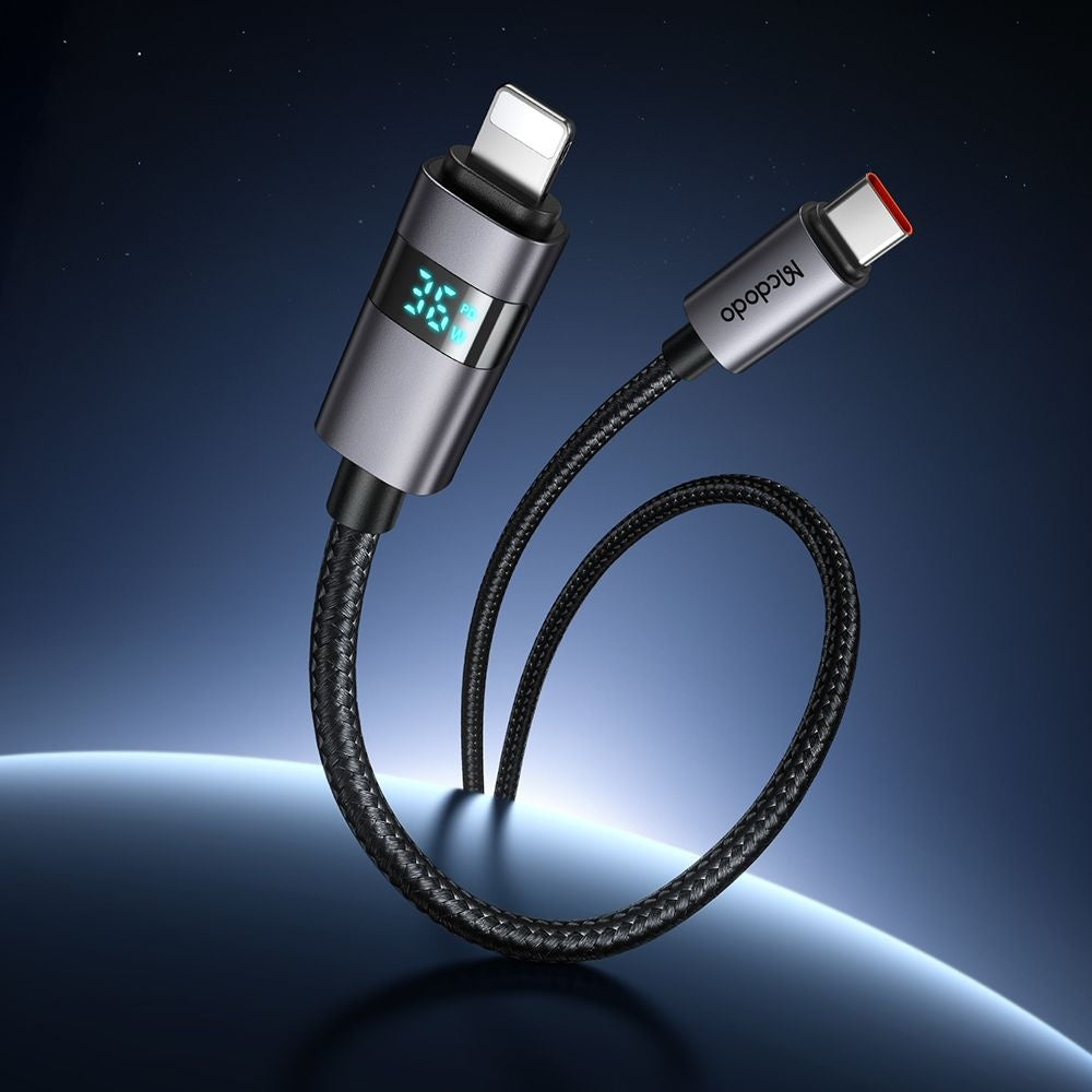 USB-C - Lightning McDodo CA-6570 Display adat- és töltőkábel, 36W, 1.2m, Fekete