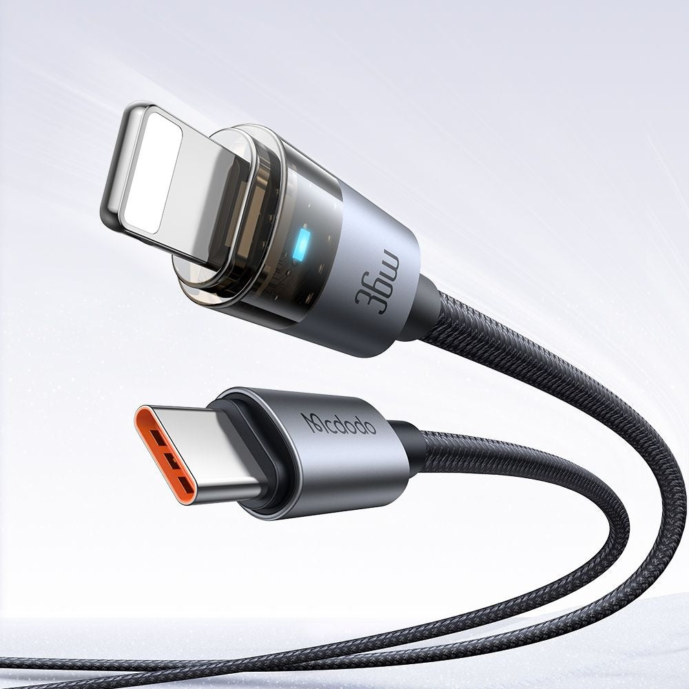 USB-C - Lightning McDodo CA-6940 adat- és töltőkábel, 36W, 1.2m, Fekete