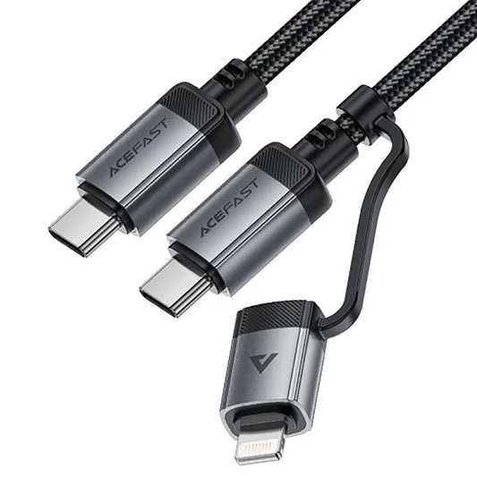 USB-C - Lightning / USB-C Acefast C20-01 adat- és töltőkábel, 60W, 1.2m, Fekete
