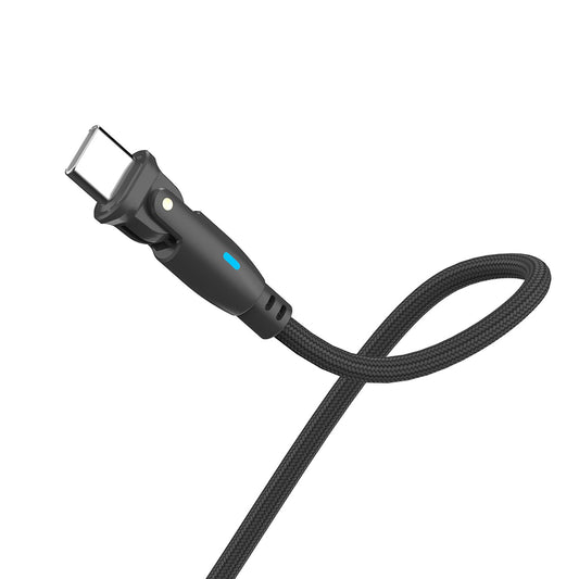USB-C adat- és töltőkábel - USB-C 3MK Hyper N szögletes, 100W, 1m, fekete