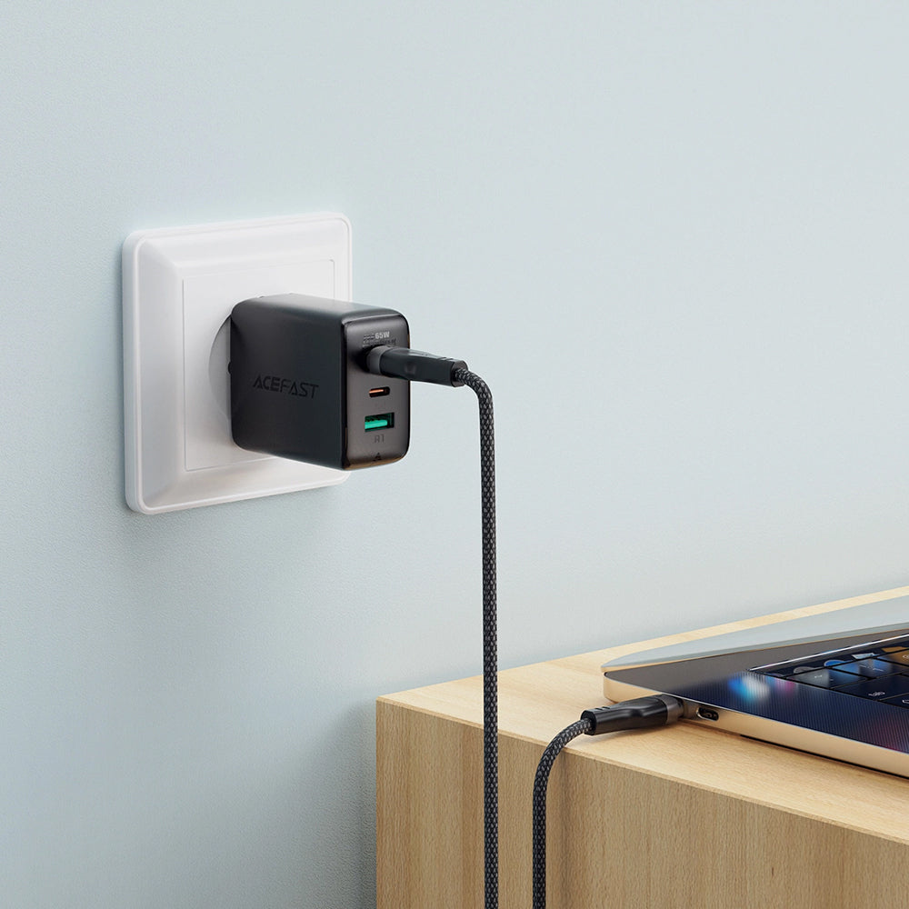 USB-C - USB-C Acefast C11-03 adat- és töltőkábel, 60W, 1.2m, Fekete