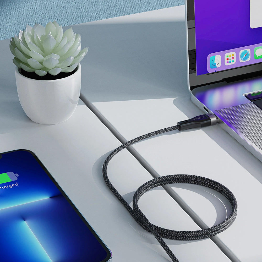 USB-C - USB-C Acefast C11-03 adat- és töltőkábel, 60W, 1.2m, Fekete