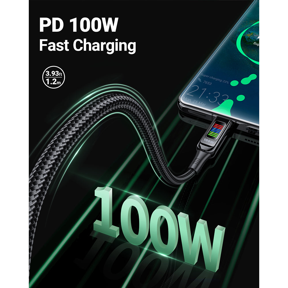 USB-C - USB-C Acefast C7-03 adat- és töltőkábel, 100W, 1.2m, Fekete