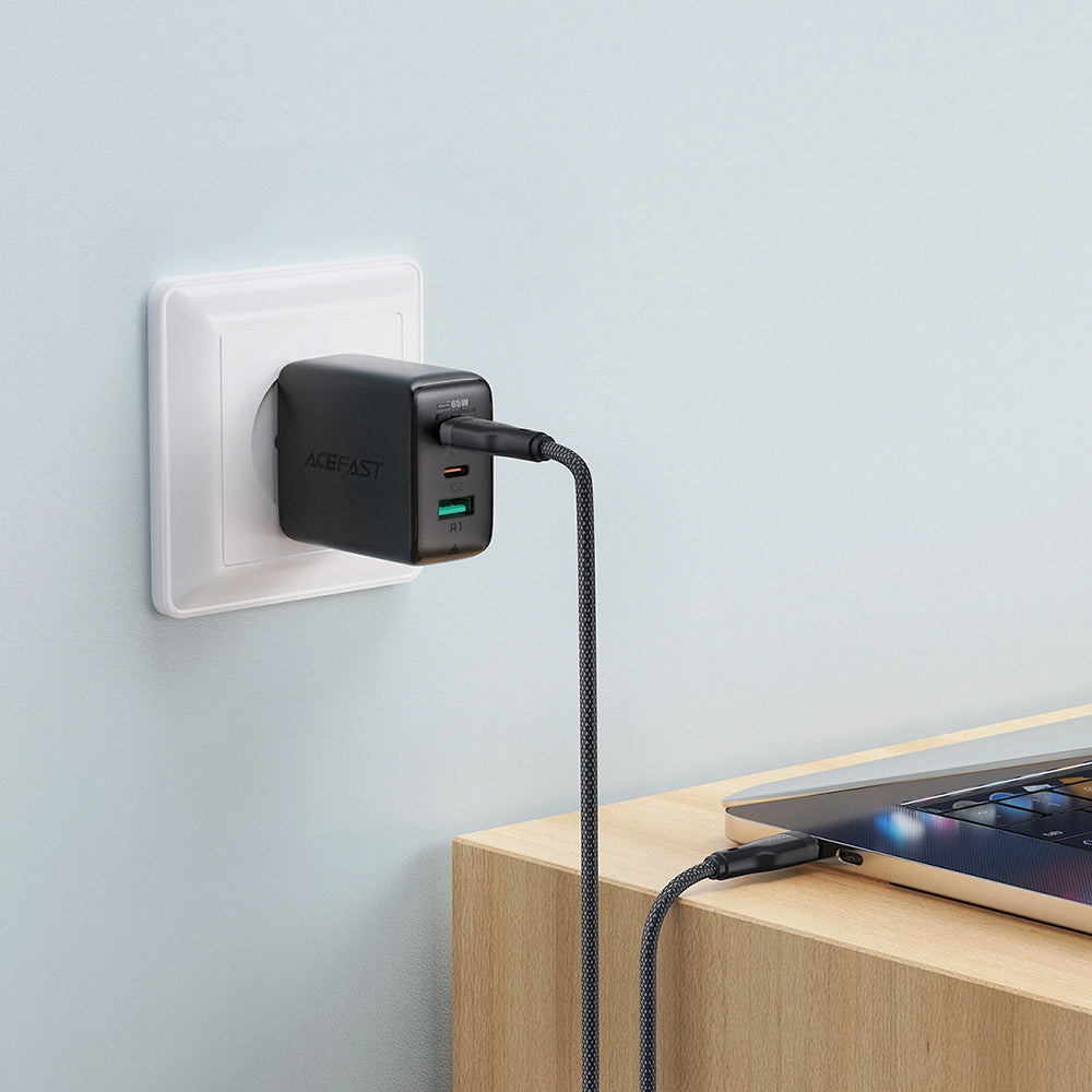 USB-C - USB-C Acefast C8-03 adat- és töltőkábel, 60W, 1.2m, Fekete