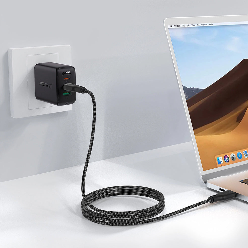 USB-C - USB-C Acefast C8-03 adat- és töltőkábel, 60W, 1.2m, Fekete