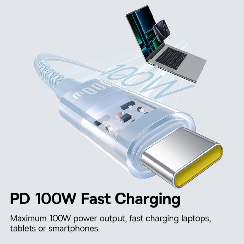 USB-C - USB-C Baseus Gem adat- és töltőkábel, 100W, 2m, kék P10373000311-01