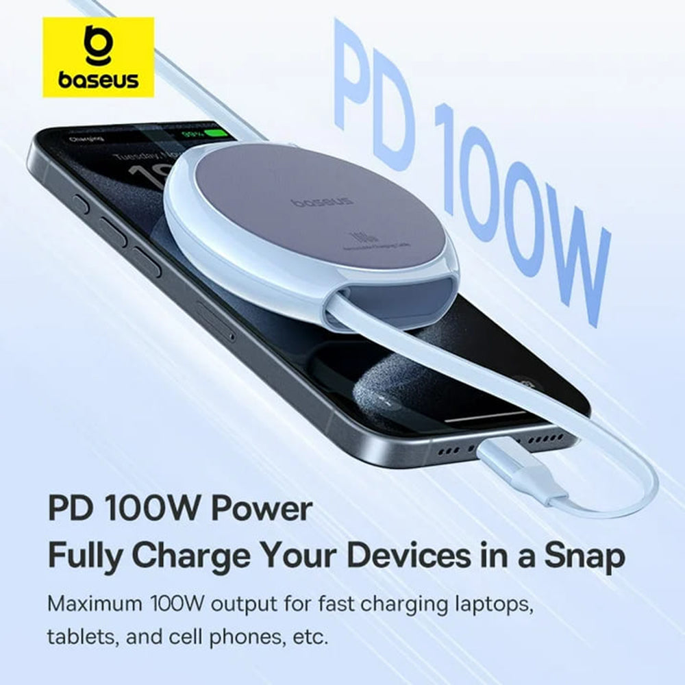 USB-C - USB-C Baseus Pathfinder Retractable adat- és töltőkábel, 100W, 1m, kék P10368400311-00