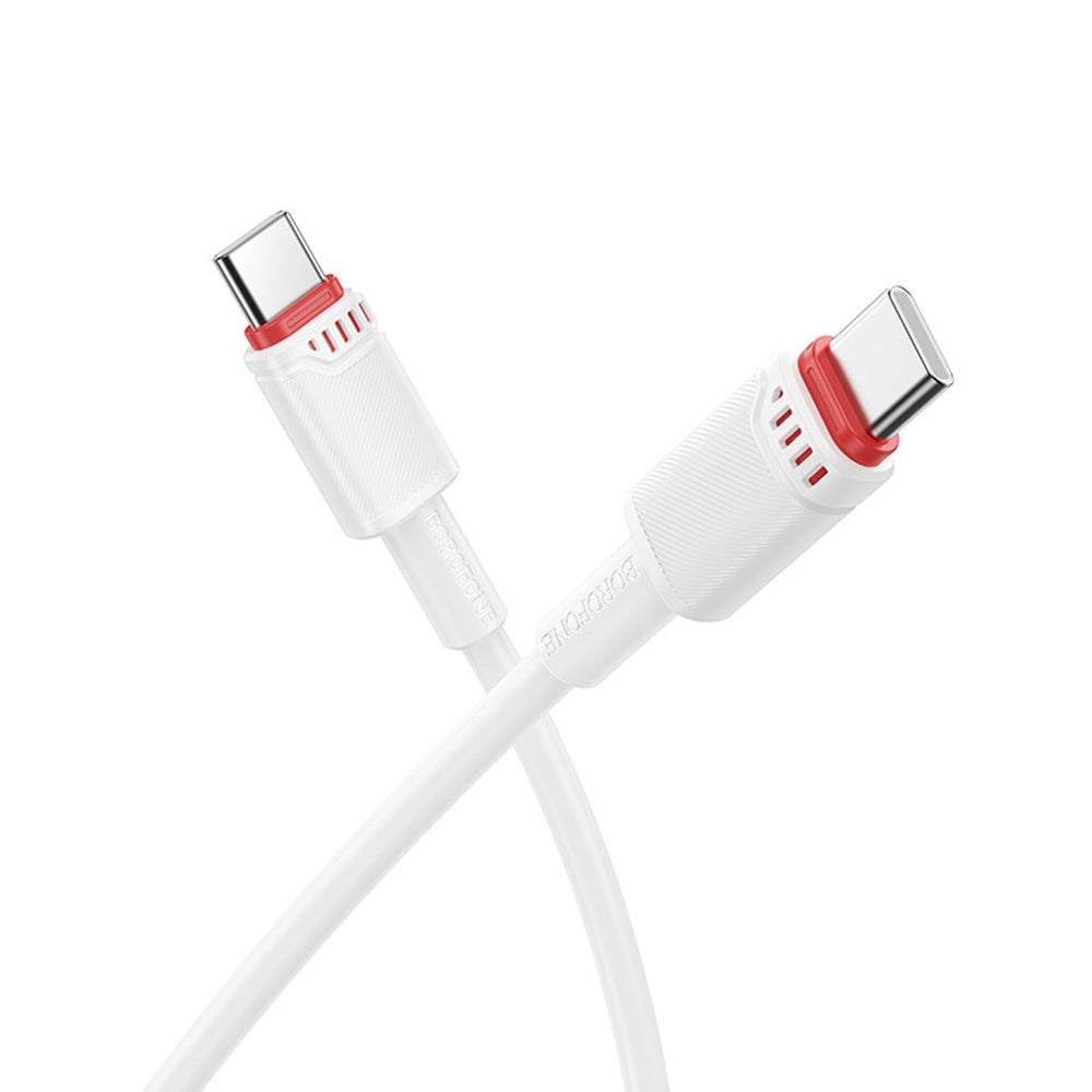USB-C - USB-C Borofone BX110 Beneficio adat- és töltőkábel, 60W, 1m, Fehér