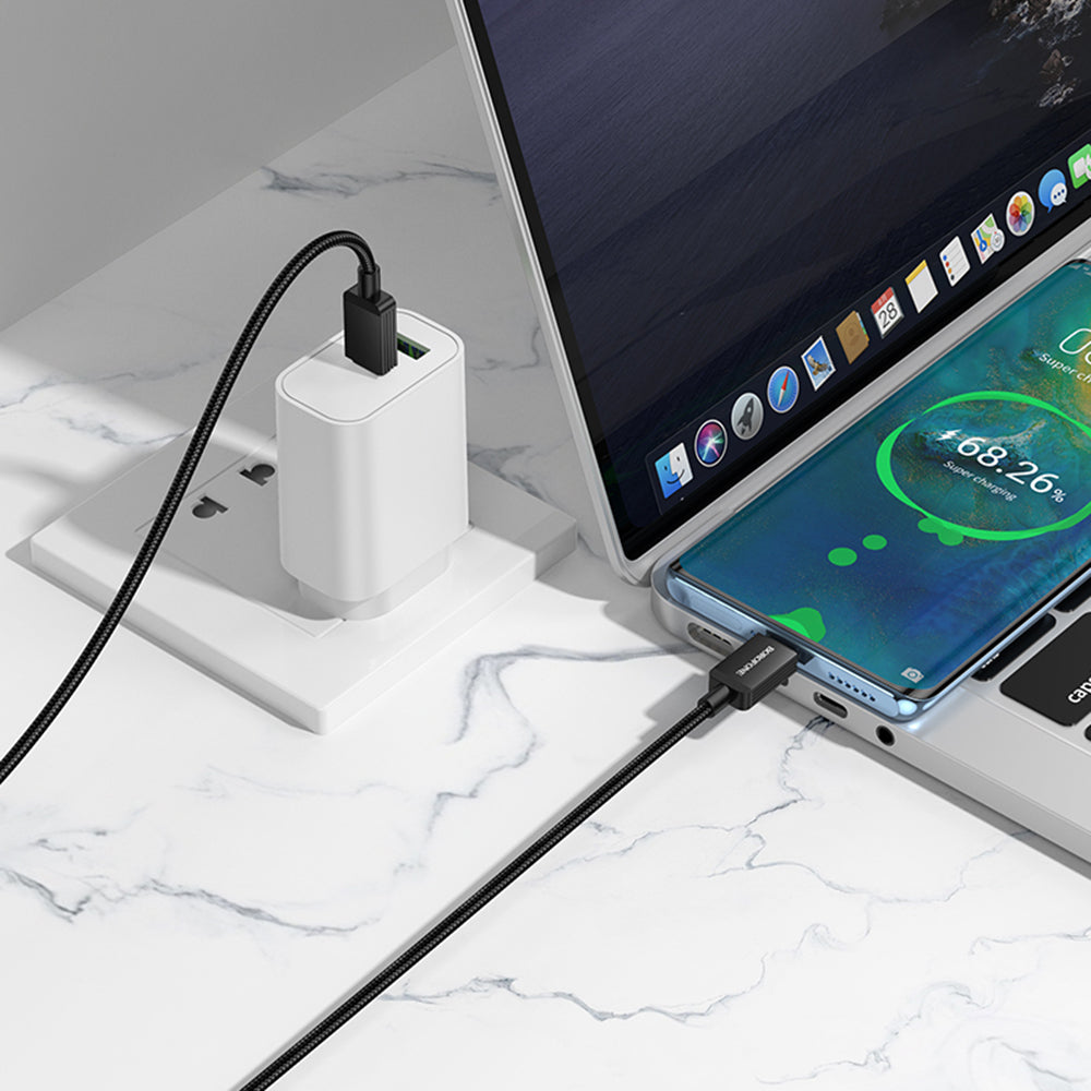 USB-C - USB-C Borofone BX120 Placer adat- és töltőkábel, 60W, 1m, Fekete