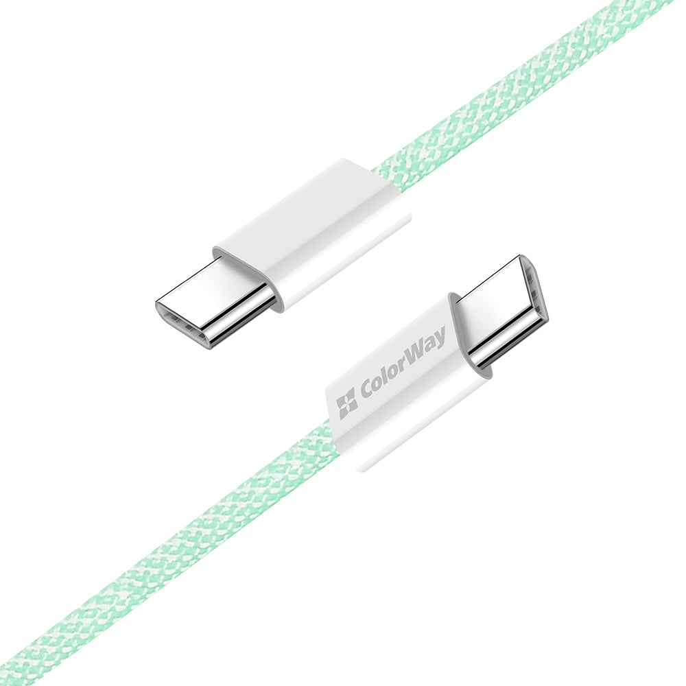 USB-C - USB-C adat- és töltőkábel ColorWay CW-CBPDCC061, 60W, 1m, Zöld