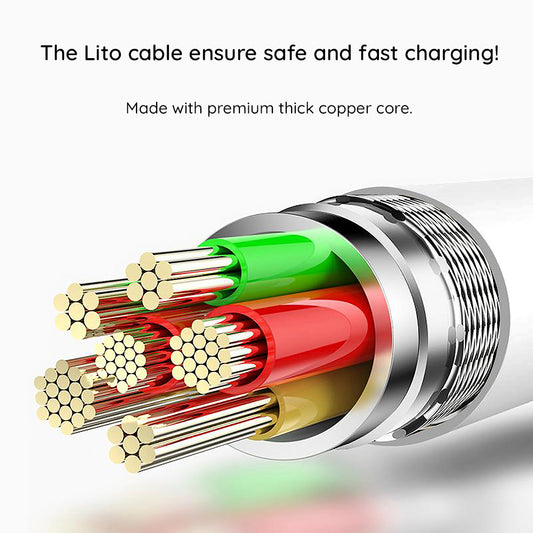 USB-C - USB-C Lito LD03 adat- és töltőkábel, 60W, 1m, Fehér