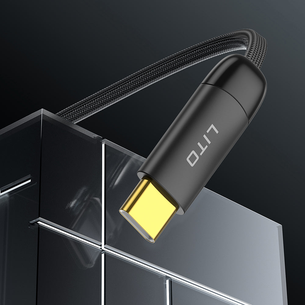 USB-C - USB-C Lito LD11CC adat- és töltőkábel, 60W, 1m, Fekete