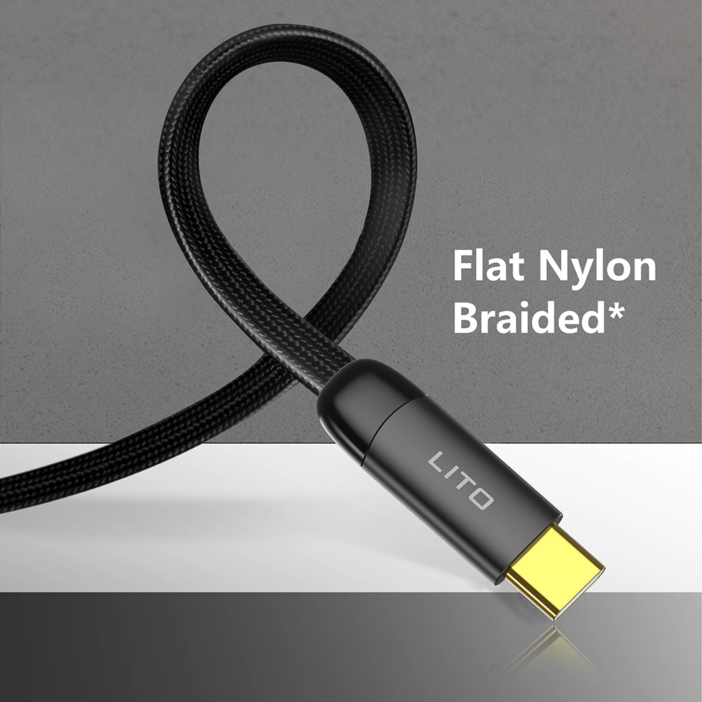 USB-C - USB-C Lito LD11CC adat- és töltőkábel, 60W, 1m, Fekete