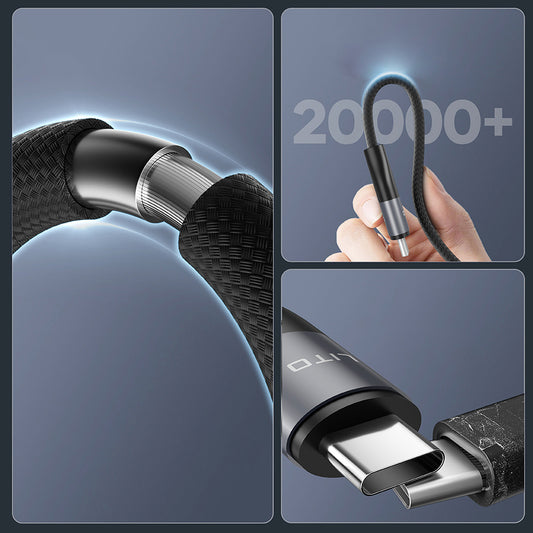 USB-C - USB-C Lito LD23CC adat- és töltőkábel, 100W, 1m, szürke