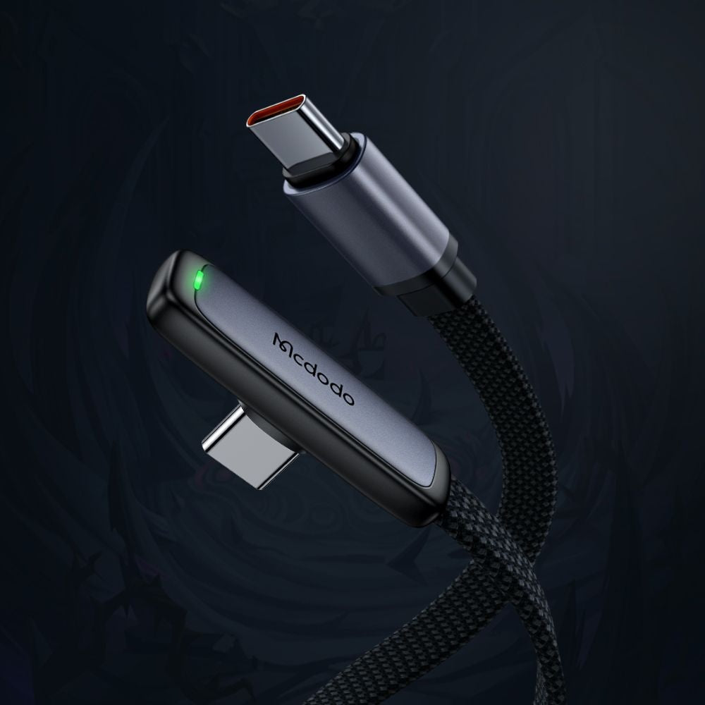 USB-C - USB-C McDodo CA-3360 Angled adat- és töltőkábel, 65W, 1.2m, Fekete