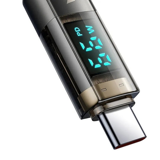 USB-C - USB-C McDodo CA-3610 adat- és töltőkábel, automatikus kikapcsolásos kijelző, 100W, 1.2m, fekete